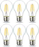 Amazon Basics LED E27 Edison Screw Bulb, 4.3W (Equivalent to 40W), Clear Filament, Warm White, Non Dimmable - Pack of 6