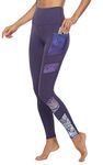 JOYSPELS Women's High Waisted Gym Leggings - Workout Running Sports Printed Leggings Yoga Pants Womens with Pockets - Purple - L