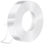 HOMMAND Double Sided Tape Heavy Duty, Waterproof Acrylic Double Sided Adhesive Clear Tape, Removable Sticky Tape for Walls/Carpet/Wood(3M x 2CM x 1MM)