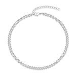 LILIE&WHITE Tennis Necklace Fake Diamond Choker Necklace Geometry Cubic Zirconia in Silver Sparking Crystal Chain Necklaces for Women 17 Inch