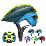 RaMokey Kids Helmet, Kids Bike Helmet for Boys Girls, Cycle Helmet with Visor for Kids 3-13, Childrens Bike Helmet Bicycle Cycling Helmet(S/M 48-56CM) (Green+Blue)