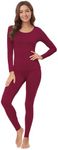 WiWi Soft Underwear for Women Thermal Long Johns Sets Super Warm Base Layer Top Pants Pajamas Set Viscose from Bamboo S-3X, Wine, Small