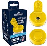 Mason Jar Lids Wide Mouth Plastic 4 Pack - With Flip Cap Screw Top Pouring Spout and Drink Hole - Fits Kerr and Ball Canning Jars - Wet/Dry Food and Liquid Storage - MADE IN USA (Yellow)