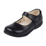 MK MATT KEELY Girls Flat School Shoes Mary Jane Shoes for Girls Hook and Loop Comfortable Shoes Touch Fasten Shoe, Black Style 5, 3 UK