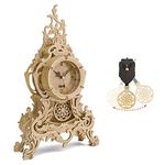 nicknack 3D Wooden Puzzle Clock for Adults, Laser Cut Model Kits - Large Baroque Pendulum Clock, Light