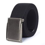 Canvas Web Belt | Cut to Fit Up to 52" | Flip-Top Matte Silver Nickel Buckle 12 Colors -(Black)