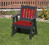 ECOMMERSIFY INC Bright RED-Poly Lumber Mission Poly Resin 2 FEET Patio Garden Chair Heavy Duty Everlasting PolyTuf HDPE - Made in USA - Amish Crafted
