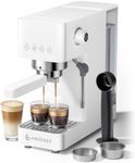 AMZCHEF 20-Bar-Professional-Espresso-Machine, 1350W Coffee Machine with Milk Frother, Flexible Brewing Options, Compact Espresso Machine for Cappuccino, Latte, White