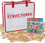 MindWare KEVA Structures 400 Plank Wooden Building Blocks Set - Includes 400 Pine KEVA Planks, Canvas Storage Bag and Full-Color Idea Book