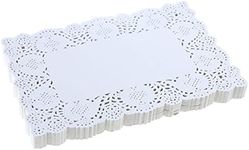 DECORA 9X6.5 Inch Rectangle White Paper Doilies for Birthday Party Wedding Tableware Decoration,Pack of 200