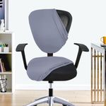 HOTKEI 2 Piece Office Chair Cover Set of 6 Stretchable 200GSM Fabric Solid Elastic Removable Washable Office Computer Desk Executive Rotating Chair Seat Covers Slipcover Cushion Protector