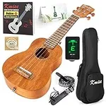 Kmise Soprano Ukulele Professional Mahogany Instrument 21 Inch Hawaiian Ukalalee for Beginner With Ukelele Starter Kit (Free Online Lesson Bag Tuner Strap Replacement Strings Instruction Booklet)