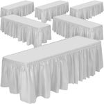 DecorRack 6 Table Skirts, 29 in x 14 ft Each, Multi Pack -BPA Free- Plastic Tableskirt, Disposable, Reusable, Rectangular Tablecloth Skirt, White (6 Pack)
