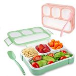 Getko With Device Leak Proof 4 Compartment Lunch Box Reusable Microwave Freezer Safe Food Containers with Spoon for Adults and Kids (1Pc - Multicolor) PP Plastic