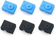 MMOBIEL 3D Printer Heater Block Silicon Sock 6 Pcs - MK7 MK8 MK9 Hotend Silicone Sock Cover MK7 / MK8 / MK9 - Compatible with E3D V6 PT100 - Hot End Extruder Heater Block Nozzle Cover - Black/Blue