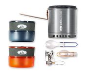 GSI Outdoors Halulite Dualist HS Complete, 2-Person Ultralight Backpacking Stove, Cooking and Eating Set