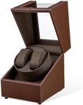 Mcbazel Watch Winder for Automatic Watches, Double Automatic Watch Winder Box with Quiet Japan-made Motor, Automatic Watch Display Storage Rotation Wristwatch Box with 2 Slots (Brown PU Leather)