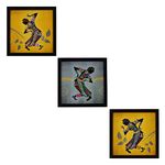 Indianara 3 Piece Set of Framed Wall Hanging INDIAN CLASSIC DANCE Home Decor Art (1518) Prints 8.7 inch X 8.7 inch Without Glass