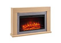 FLAMME Madura Fireplace with 47'' surround with 2kW Fireplace Heater Natural Oak Multiple Colours Available