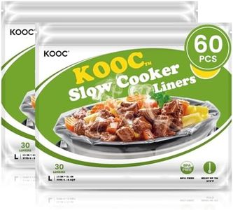 KOOC Slow Cooker Liners 13x21 inch 60 Count Large Size Disposable Plastic Bags Pot Liners Cooking Bags Fit 3QT to 8.5QT Pot BPA Free