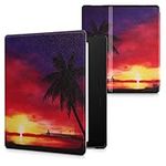 kwmobile Case Compatible with Amazon Kindle Oasis 10. Generation Case - eReader Cover - Sunset Palm Pink/Yellow/Violet