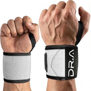 Dr. Arthritis Weight Lifting Wrist Wraps with Thumb Loop, Heavy-Duty Gym Wraps & Hand Strap to Help Joints During Hybrid Training, Non-Slip Wrist Straps for Weightlifting Men & Women Use (Grey-White)
