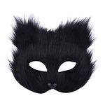 Sexy Fox Fur Masks Halloween Half Face Mask Fancy Dress Ball Christmas Carnival Party Furry Eye Mask Cosplay Costume Accessory Cat Veil Makeup Props for Men Women Teens