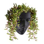 Notakia Face Planter Pot Head Planter Wall Mounted Outdoor Face Planter with Drainage for Cute Plants for Indoor Wall Decor Succulent Cactus Planter Gift for Friends and Family (Black)