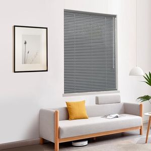 SHEERVIEW Cordless Aluminum Blind, Custom Size Matte Gray 1" Slat Horizontal Mini Blinds Light Filtering Inside Outside Mount Waterproof for Window Treatment Decor Home Office