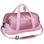 Wildkin Kids Pink Glitter Overnighter Duffel Bag for Boys and Girls, Carry-On Size and Perfect for After-School Practice Or Weekend Or Overnight Travel, Pattern Coordinates with Our Lunch Boxes