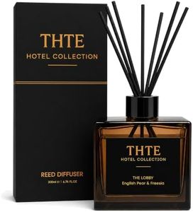 THTE Reed Diffuser Set, 6.7 Fl Oz, Long-Lasting Home Fragrance with 7 Fiber Sticks, Up to 90 Days, Hotel-Inspired Scent for Bathroom, English Pear & Freesia