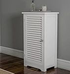 FEFE® White Wooden Free Floor Standing Bathroom Home Office Linen Cabinet With Shutter Door, 44D x 29W x 79H