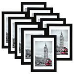 Giftgarden Black 4x6 Picture Frame Set of 10, 4 by 6 Matted to 3.5x5 Photo or 6x4 without Mat, Multiple Frames for Wall or Tabletop Display