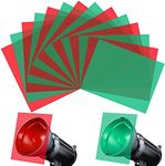 Gel Light Filter - 14 Pieces Colored Overlays Correction Lighting Filters, Transparent Color Film Plastic Sheets for Christmas Landscape Led Light or Reading, Red and Green, 11.7 x 8.5 Inches