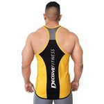 DECISIVE Men's Solid Slim Fit Fashion Vest (3TONE-STR_Yellow-Black