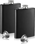 Linist Portable Hip Flask Set of 2, 8 oz Alcohol Flasks with Hip Flask Funnel for Men and Women, Used for Storing Drinks (BLACK-1114)