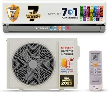 SHARP 1.5 Ton 5 Star Dual Inverter Split AC (Copper, 7 Years Comprehensive Warranty, 58° Cooling, 7in1 Convertible, 4Way Swing, 2025 Model, AHSI20V5BSCHD, White)