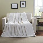 Tache Home Fashion Faux Fur Sherpa Throw Blanket, 63x87, Ivory White