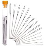 H&S Sewing Needles Set for Beginners and Professionals - 15 Stainless Steel Tapestry Needles for Wool with Big Eye - Large Yarn Darning Needle Set with Case