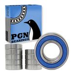 PGN (10 Pack) 6205-2RS Bearing - Lubricated Chrome Steel Sealed Ball Bearing - 25x52x15mm Bearings with Rubber Seal & High RPM Support