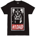 STAR WARS Men's Officially Licensed Tees for Dad, Black//Obey Dad, Large