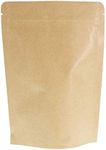 SumDirect Kraft Stand Up Pouches - 100 Pack Self-Sealing Zipper Food Storage Reusable Bags with Foil Lined for Home or Business (6X9.4 Inch,100PCS)