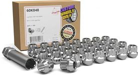 Wheel Accessories Parts 32 PCS M14x1.5 14x1.5 Thread OE Acorn 1" Long Spline Lug Nuts Chrome Truck Spline Fits 99+ Chevy Silverado GMC Sierra 2500 3500 Ford 2005+ F250 F350 2011+ Ram 2500 3500