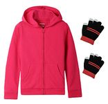 Bienzoe Girl's Anti-Pilling Soft Fleece Zip-Up School Uniform Hoodie Pink 7