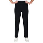 Alfred Dunner Women's Petite Super Stretch Mid- Rise Average Length Pant, Black, 18 Petite