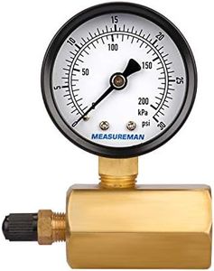 MEASUREMAN 2" Brass Gas Pressure Test Gauge Assembly, 3/4" FNPT Connection, 0-30 psi/kpa, -3-2-3% Accuracy