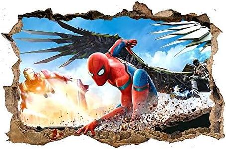 Kibi Stickers Muraux Spiderman 3D Effect Autocollants Chambre Decor Décoration Sticker Adhesif Mural Géant Répositionnable Stickers Muraux Enfants Spiderman