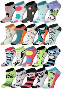 Tipi Toe Women's 20 Pairs Colorful Penguins And Panda Winter Design Ankle Socks, NS234-T1