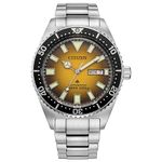 Citizen Mens Mechanical Watch 41mm Silver-Tone Stainless Steel Case and Bracelet with Yellow fumé Dial