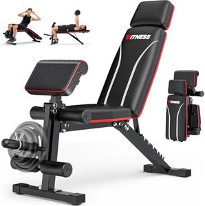 Weight Bench Foldable, Adjustable Bench press with Leg Extension, Preacher Pad, Extended Headrest, Gym Bench for Home Gym 800lbs Full Body Workouts Strength Training